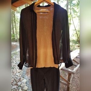 Gold Sweater black mesh Jacket shiny tights Combo Set Reitmans Knights U2B Small